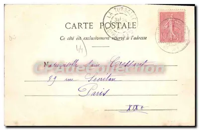 Piriac - Der Kai — Ansicht des Hafens mit Booten und Kirche — Sammlung A. Thuret, Nantes — Rückseite