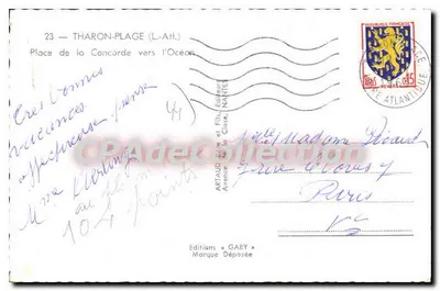 Tharon-Plage (L.-Atl.) — Place de la Concorde voltada para o Oceano — Edições Gaby — Verso