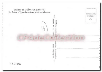 La Brière — Tipo de casa com telhado de colmo — Les Éditions d'Art, Paris — Verso