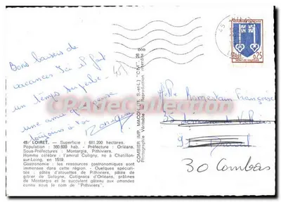 Le Loiret — Carta postal panorâmica com mapa e atrações turísticas — IMP. MACON (45) — Verso