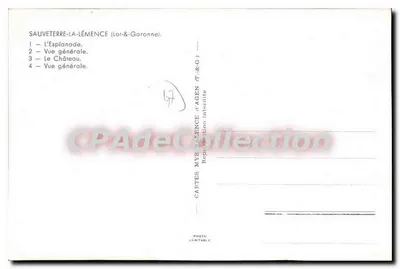 Sauveterre-la-Lémence — widok panoramiczny i zamek — Cartes Valence d'Agen — Rewers