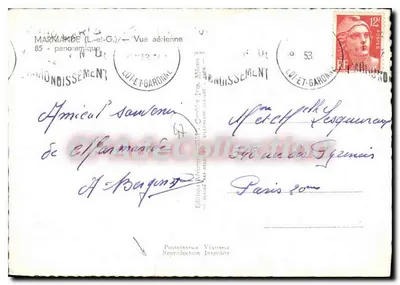 Marmande (Lot-et-Garonne) — widok z lotu panoramiczny — Wydawnictwo Miasta Marmande — Rewers