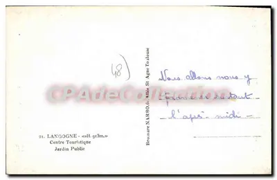 Langogne - Jardim Público — Centro Turístico — editor NARBO, n°21 — Verso