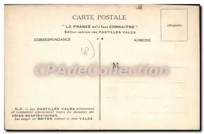 Mende — De kathedraal en de brug Notre-Dame over de Lot — Speciale uitgave van de Pastilles Valda — Achterkant
