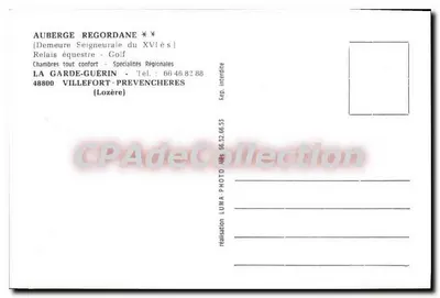 Villefort-Prevenchères — Auberge Regordane — Luma-Photo — Verso