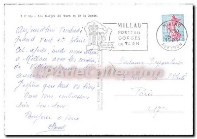 As Gorges do Tarn e da Jonte — Carte postale touristique — Editor: C. M. P. A. D. E. Collection — Verso