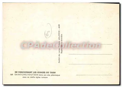 Saint-Chély-du-Tarn — piękne miejsce z jego romańską świątynią — Towarzystwo Karty Pocztowych A.P.A.-POUX, nr 566 — Rewers