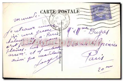 Angers — A Praça do Ralliement - Rua d'Alsace — Fototipia Letz — Verso