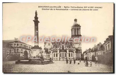 Beaufort-en-Vallée — Église Notre-Dame (XVe et XVIe siècles) — Clocher de la Renaissance — Colonne de Jeanne de Laval