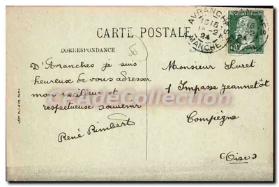 Avranches — Instytut Najświętszej Maryi Panny — Stara pocztówka z kolekcji — Rewers