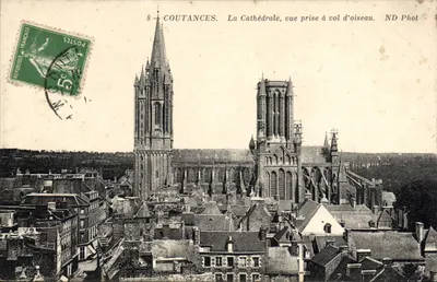 Coutances — Die Kathedrale, Vogelperspektive — ND Phol