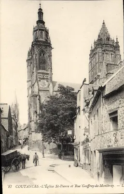 Coutances — Kirche Saint-Pierre und Straße Geoffroy-de-Montbray — L. 27