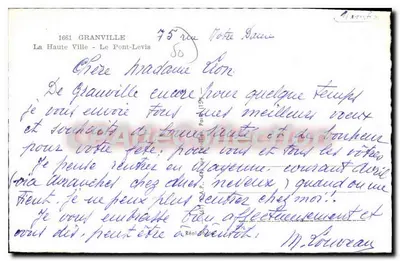 Granville — La Haute Ville - Il Pont-Levis — Cartolina postale — Verso