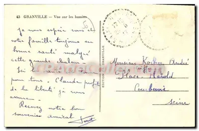 Granville — Vista dei bacini — Edizione di Granville n°43 — Verso