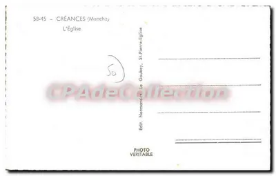 Créances (Manche) — Widok na kościoł Świętego Piotra — Wyd. Normandie, Le Goubey — Rewers