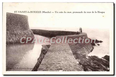 St-Vaast-la-Hougue (Manche) — Um canto do muro, passeio do tour de la Hougue