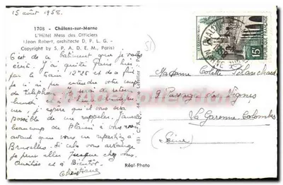 Hotel Mess des Officiers — Châlons-sur-Marne — uitgever Réal-Photo — Achterkant
