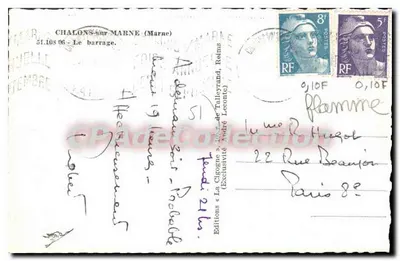 De dam van La Cigogne — Chalons-sur-Marne — Uitgave André Leconte — Achterkant
