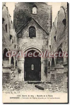 Sommescus — Interior da Igreja destruída pelos bombardeios — Guerra de 1914 — Batalha da Marne — L. M. (editor)