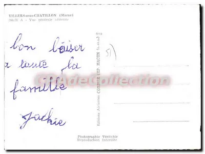 Villers-sous-Châtillon — Ogólny widok z lotu — Wydawnictwo Lotnicze Combier, Drukarnia Macon — Rewers