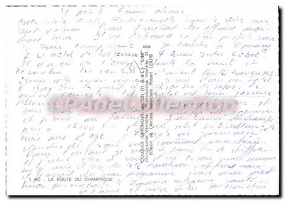 A Estrada do Champagne — carta postal turística com itinerário e fotos de locais — Impressora V. MAÇON — Verso