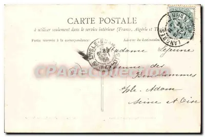 Langres - Kaserna Ursulin - zrujnowane z ruinami kolumn i łuków, z czterema mężczyznami przed wejściem — G. Marlin, Galeries Réunies de l'Est — Rewers