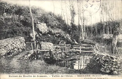 Ruínas do Moinho de Jumeau — Vale do Erve — SAULGES (Mayenne) — Cliché Hamel-Laltier e Cie
