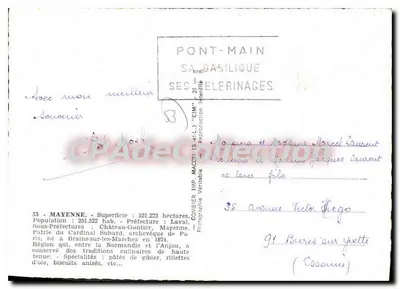 Mayenne — Carte postal panorâmica com mapa e vistas — Imp. MACON — Verso