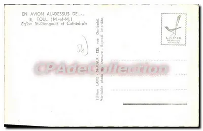 Vista aérea de Toul — Igreja de Saint-Gengoult e Catedral — Edição Lapie — Verso