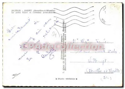 Jarny (Meurthe-et-Moselle) — O pequeno Vatel e a avenida Jean-Jaurès — Edições 'La Cigogne' (Bas-Rhin) — Verso