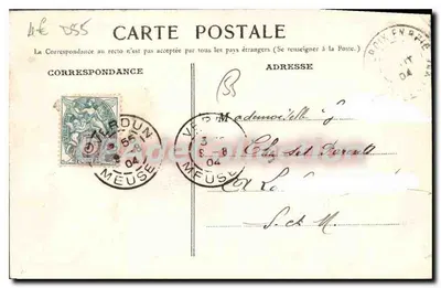 A Meuse na travessia da Cidade — Verdun, 1904 — Edição R. Vacher, Verdun — Verso