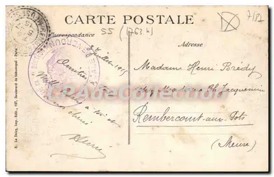 Clermont-en-Argonne — Ruiny po walkach 1914-15 — Wydawca B.D. nr 38 — Rewers