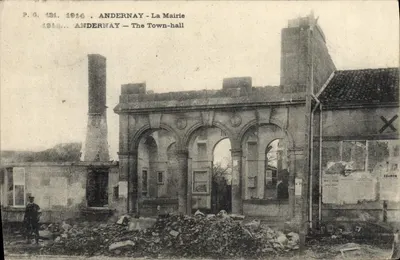 Anderny - A Prefeitura — ruínas após 1914 — P.G. 131