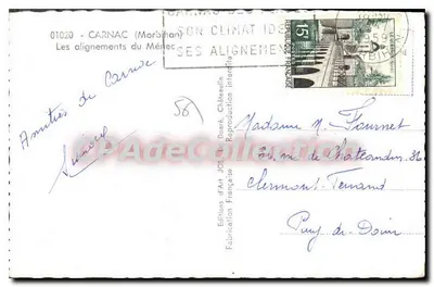 Os alinhamentos do Ménezec — Carnac (Morbihan) — Edições de Arte JOS — Verso