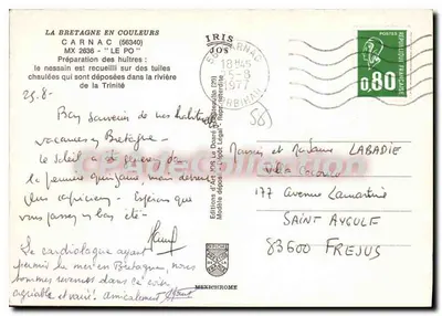 Carnac — Preparação das ostras — Edições de Arte IRIS — Verso