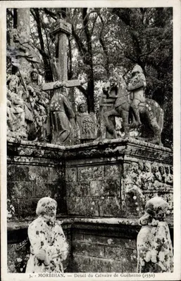 Morbihan — Detalhe do Calvaire de Guéhenno (1550) — J. Nozaïs