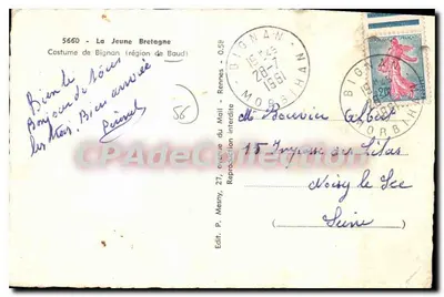Jovem Bretã — Traje de Bignan (região de Baud) — Loïc — Verso