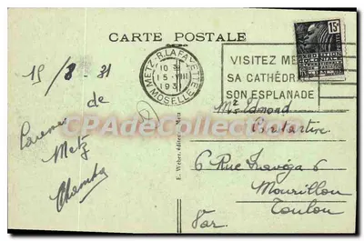 Metz — A Posta Central — E. Weber, n°89 — Verso