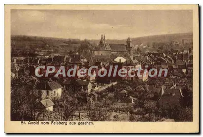 St. Avold visto do Felsberg — vista panorâmica do vilarejo com a igreja — CPAdeCollection