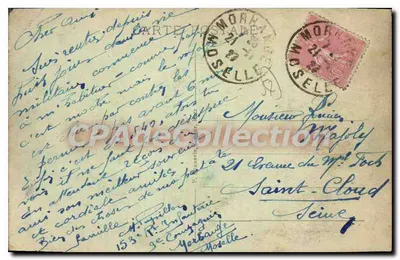 Morhange - Rue de l'Hôpital — vista da rua com edifícios e passantes — editor desconhecido, n°6 — Verso