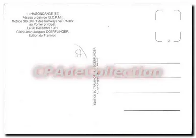 Hagondange (57) — Motrice 589 CGPT dos trilhos 'ex PARIS' — Edição Jacques Doerflinger — Verso