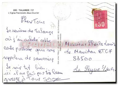Igreja Paroissial Jesus Operário — Talange — Editora de Arte 'POLL' - 699 — Verso