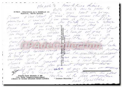 Moselle — Departamento francês — Éditions La Cigogne — Verso