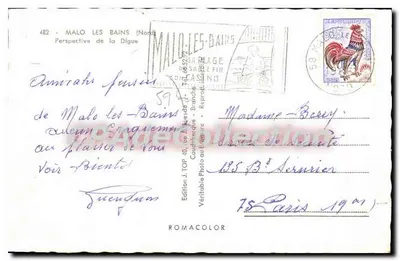 Malo-les-Bains (Północ) — Perspektywa Digue — Wydawnictwo J. TOP, nr 482 — Rewers