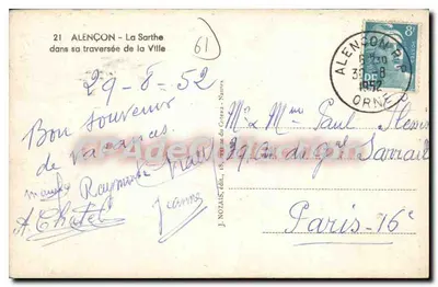Morais — Vista da Sarthe atravessando a cidade — J. NOZAIS, editor — Verso