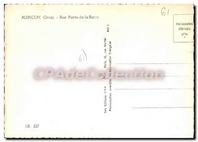 Alençon (Orne) - Rua Porta da Barre — Editor: Les Éditions d'Art, Paris — Verso