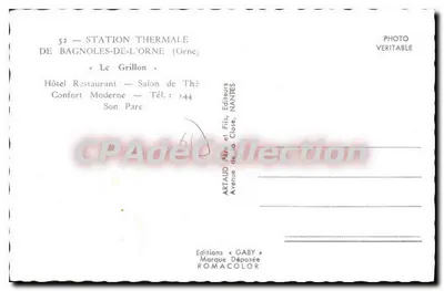 Hotel Le Grillon — Estação termal de Bagnoles-de-l'Orne — Éditions Gaby — Verso