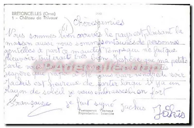 Castelo de Thivaux — Bretoncelles (Orne) — CPAdeCollection — Verso