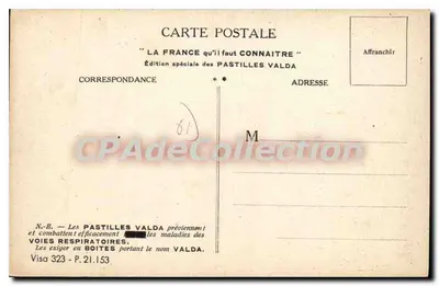 Argentan — Torre de Argentan e castelo — Edição especial Pastilles Valda — Verso