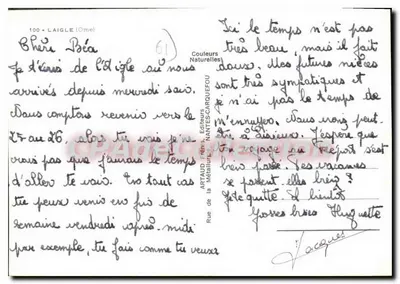 Laigle — Vista panorâmica com editor Artaud Frères, Nantes-Carquefou, n°100 — Verso